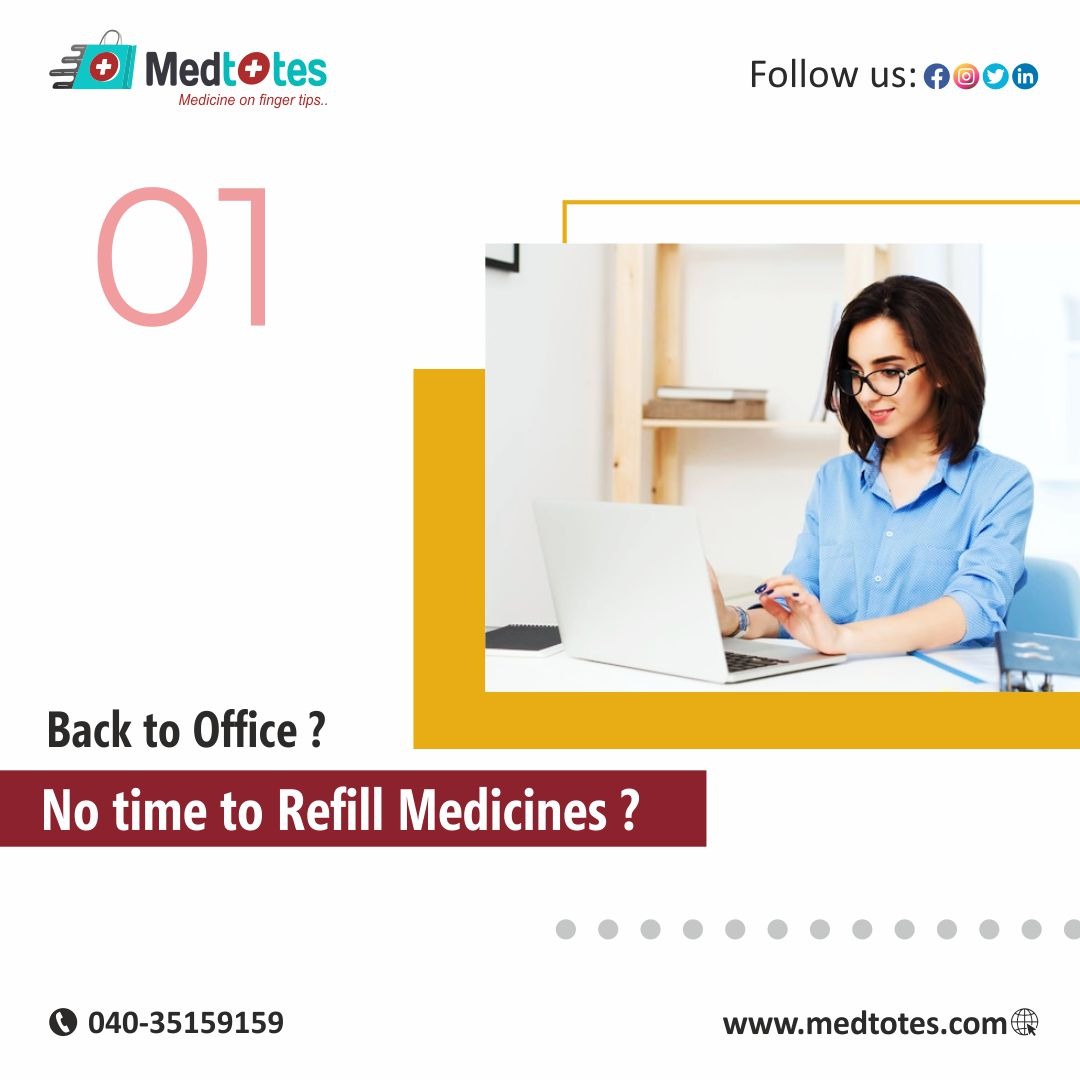 Hello, now, that all the offices, schools, and colleges have started and people are stepping out to their destinations, with the busy schedules they often tend to forget to purchase their parents’ medicines or refill their own stock for some chronic diseases such as Diabetes, Thyroid, BP, etc… So, we “Medtotes” is providing you a solution to order your medicines online, from a store which is well known and trusted to you as it is located within your own pin code. All you need to do is download the Medtotes App from the Play store, upload your Doctor's Prescription, and get multiple quotes. view multiple quotes, place an order, sit back and relax, Medicines will be delivered to your home by the pharmacy, So, why delay? Just download the app now and start enjoying the services.